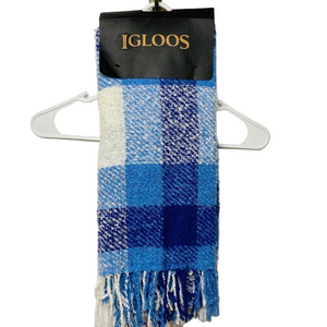 Igloos Blue and White Plaid Scarf